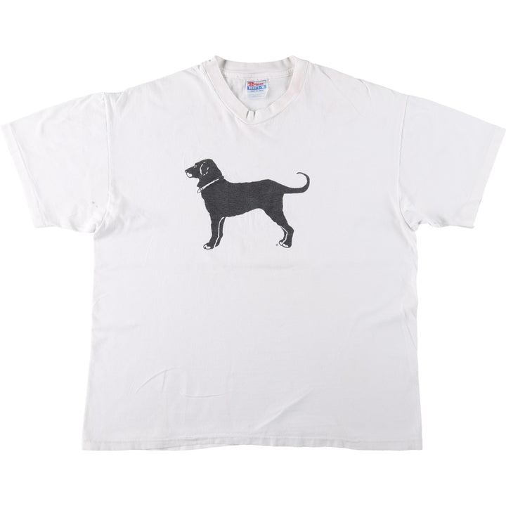 90'S Hanes BEEFY-T The Black Dog Animal T-Shirt, Made in USA, Men's XL equivalent, Vintage cotton white type Vintage Second Hand