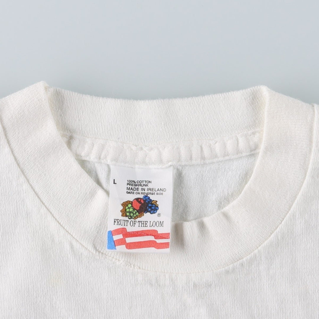 90'S Fruit of the Loom fish print animal t-shirt, men's size L (approx.) cotton white type Vintage Second Hand