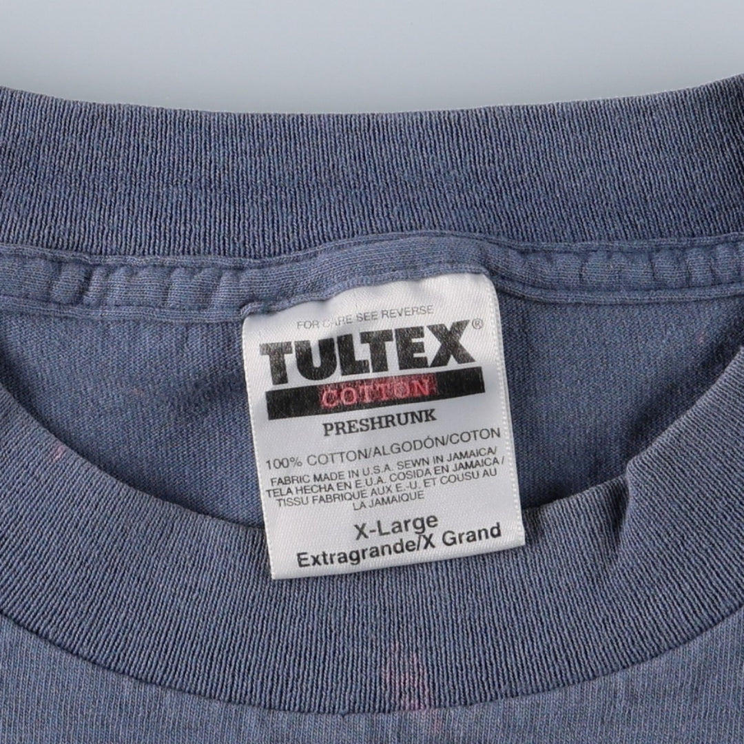 90'S TULTEX fish print animal t-shirt, made in USA, men's size XL equivalent, vintage. cotton blue type Vintage Second Hand