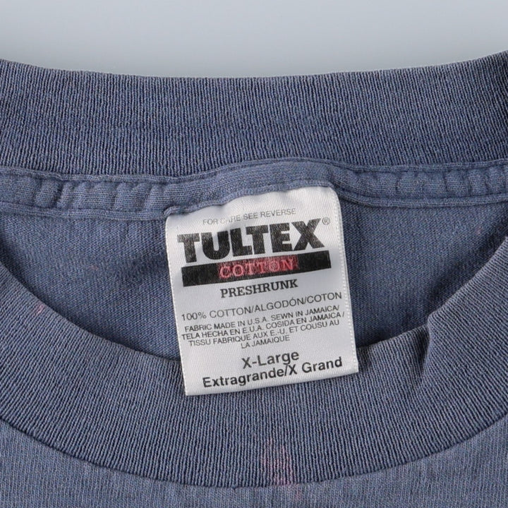 90'S TULTEX fish print animal t-shirt, made in USA, men's size XL equivalent, vintage. cotton blue type Vintage Second Hand