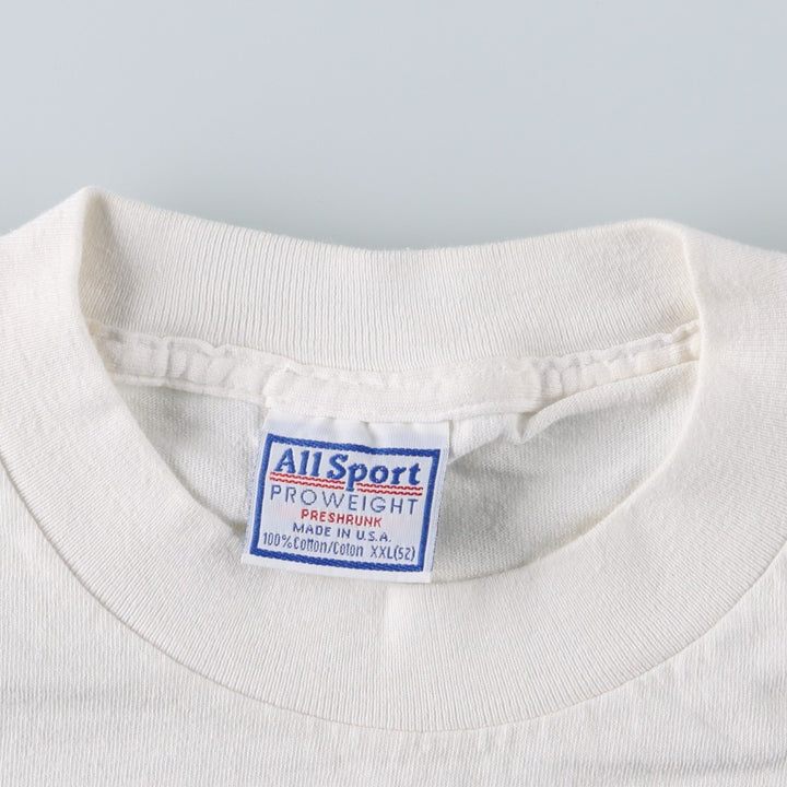90'S All Sport Fish Print Animal T-Shirt, Made in USA, Men's XXL equivalent, Vintage cotton white type Vintage Second Hand