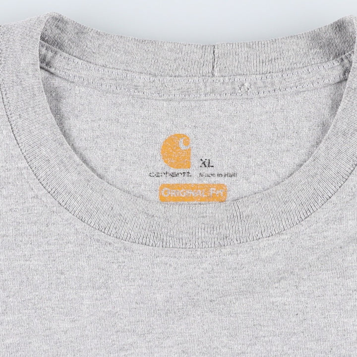 Carhartt ORIGINAL FIT short sleeve logo T-shirt, men's XL size cotton gray type Vintage Second Hand