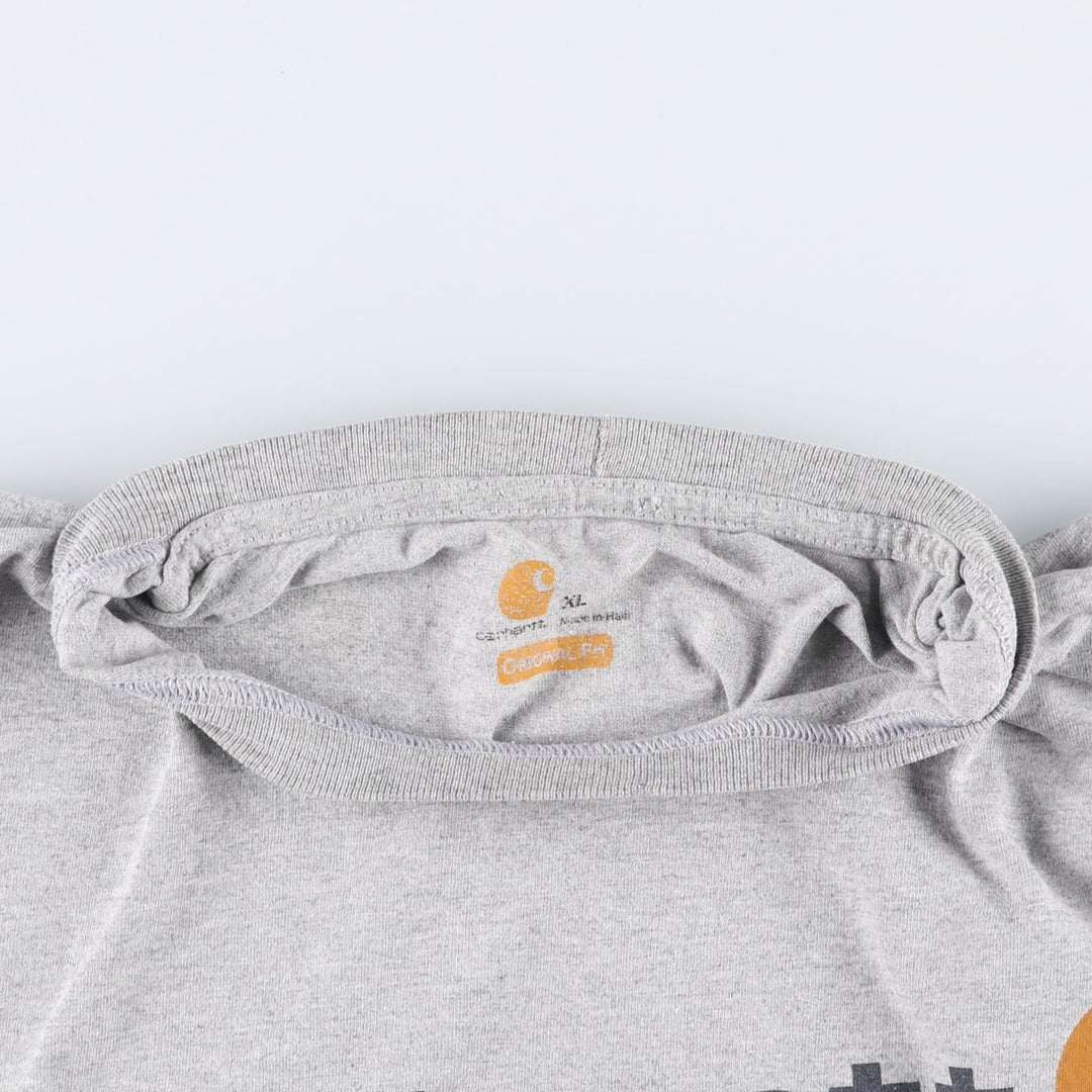 Carhartt ORIGINAL FIT short sleeve logo T-shirt, men's XL size cotton gray type Vintage Second Hand