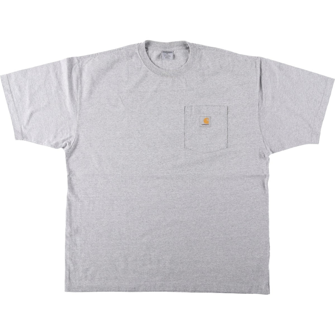 Carhartt Short Sleeve One Point Logo Pocket T-Shirt Men's L Size cotton gray type Vintage Second Hand