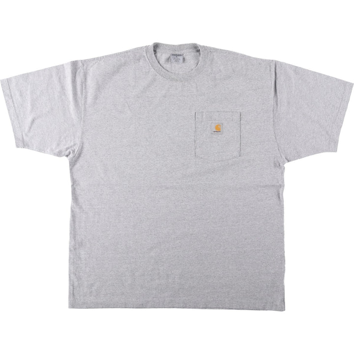 Carhartt Short Sleeve One Point Logo Pocket T-Shirt Men's L Size cotton gray type Vintage Second Hand