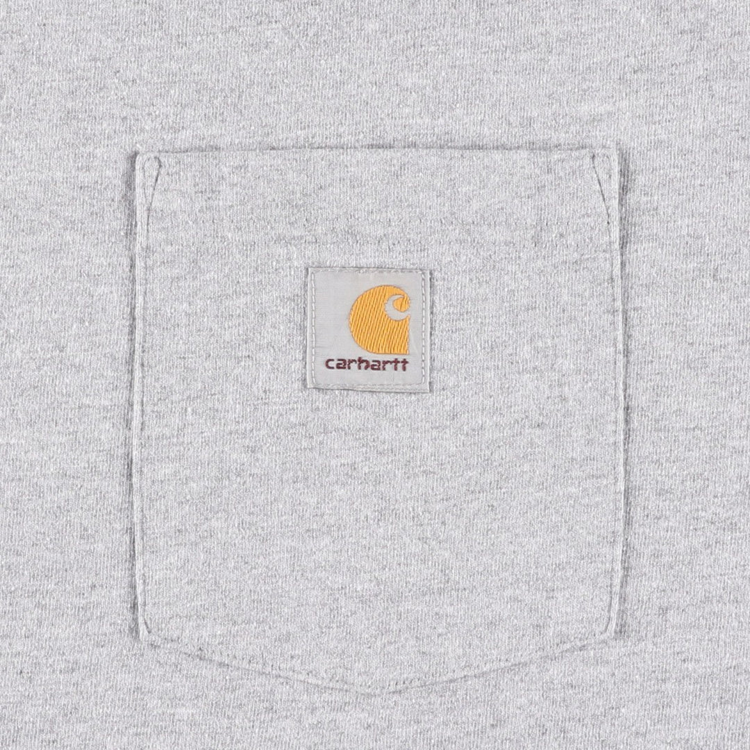 Carhartt Short Sleeve One Point Logo Pocket T-Shirt Men's L Size cotton gray type Vintage Second Hand