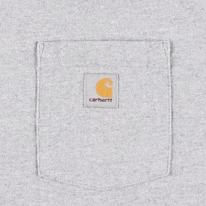 Carhartt Short Sleeve One Point Logo Pocket T-Shirt Men's L Size cotton gray type Vintage Second Hand