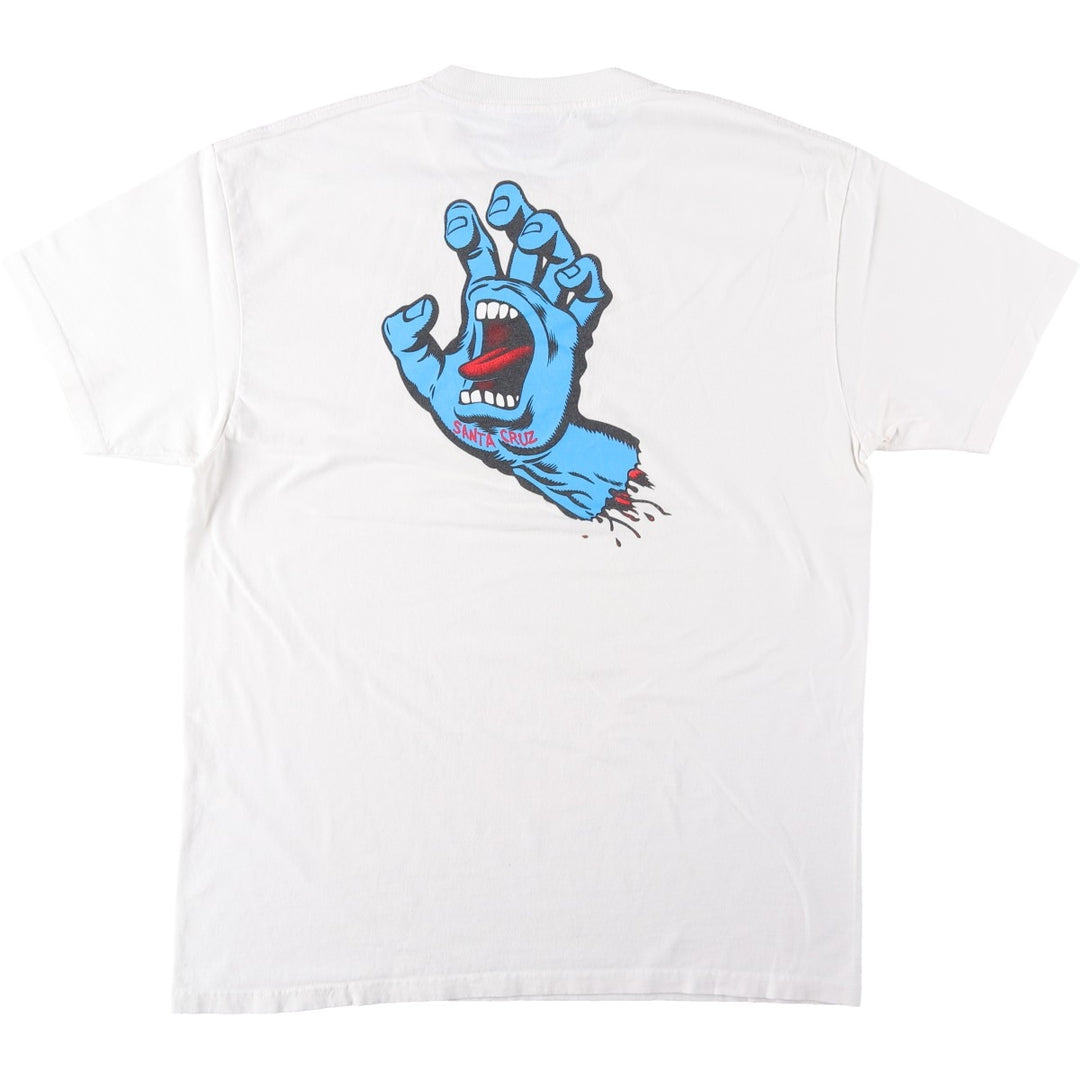 Santa Cruz back logo surf skate t-shirt, men's size L (approx.) unclear white type Vintage Second Hand