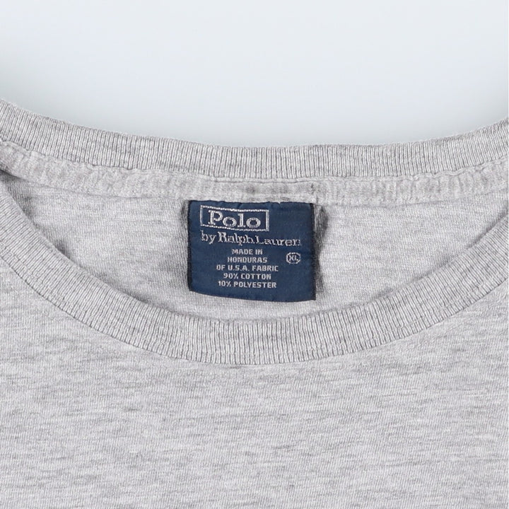 Ralph Lauren POLO by Ralph Lauren Short-Sleeve T-Shirt with One-Point Logo, Men's Size XL (approx.) cotton gray type Vintage Second Hand