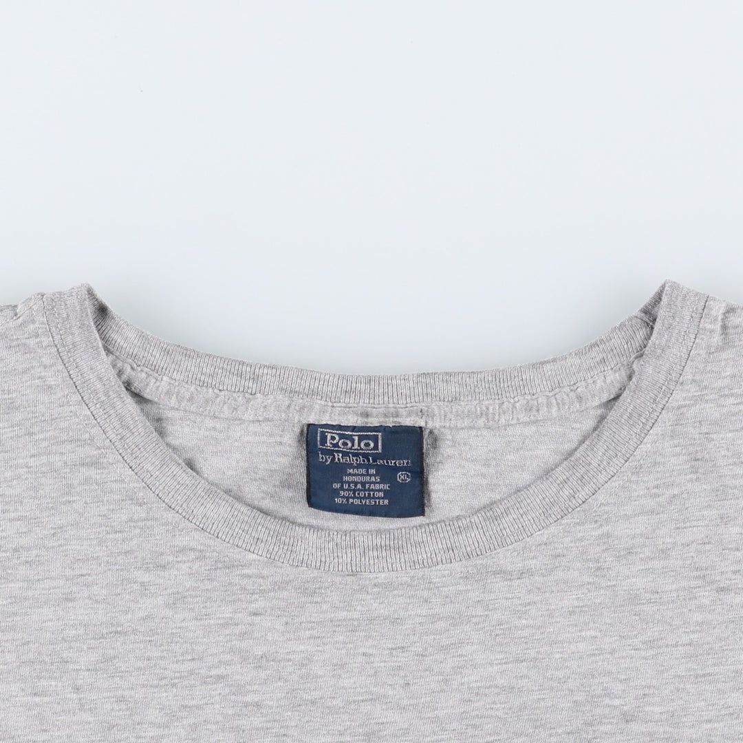 Ralph Lauren POLO by Ralph Lauren Short-Sleeve T-Shirt with One-Point Logo, Men's Size XL (approx.) cotton gray type Vintage Second Hand