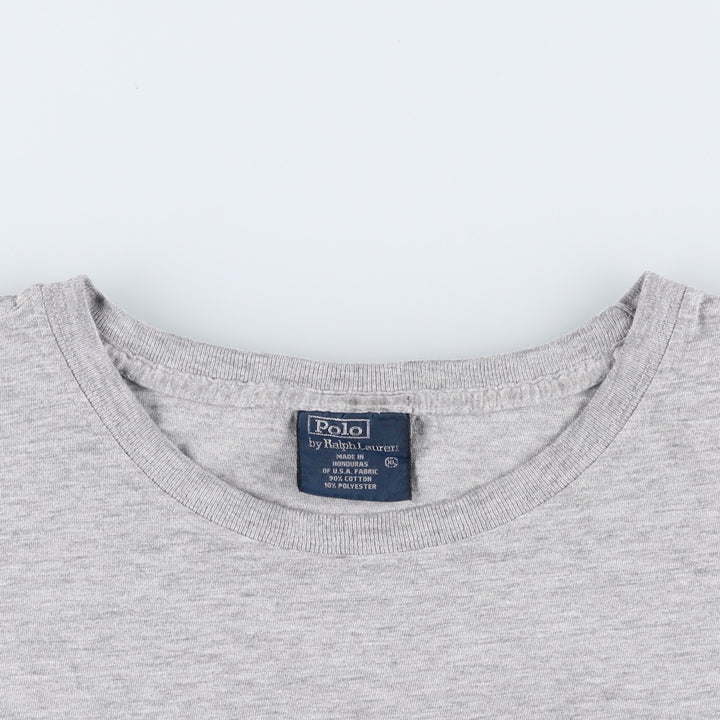 Ralph Lauren POLO by Ralph Lauren Short-Sleeve T-Shirt with One-Point Logo, Men's Size XL (approx.) cotton gray type Vintage Second Hand