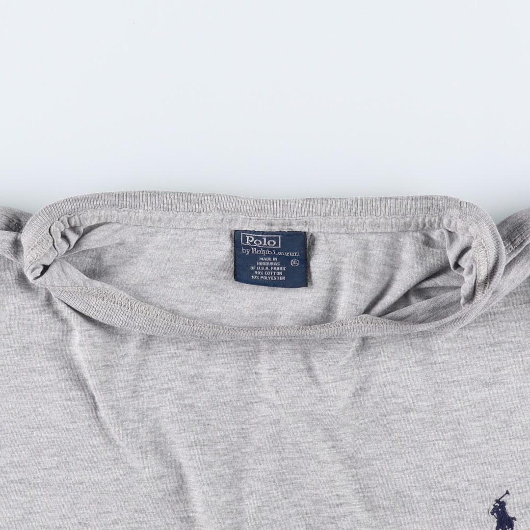 Ralph Lauren POLO by Ralph Lauren Short-Sleeve T-Shirt with One-Point Logo, Men's Size XL (approx.) cotton gray type Vintage Second Hand
