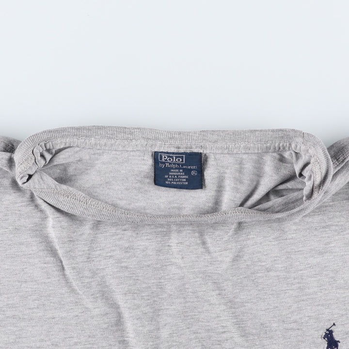 Ralph Lauren POLO by Ralph Lauren Short-Sleeve T-Shirt with One-Point Logo, Men's Size XL (approx.) cotton gray type Vintage Second Hand