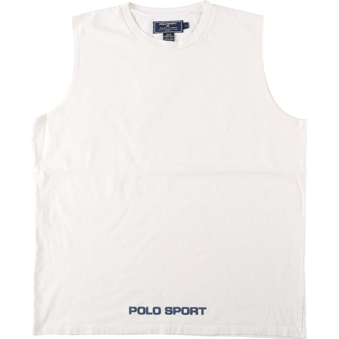 90'S Ralph Lauren POLO SPORT Sleeveless Logo T-Shirt, Men's Size L (approx.), Vintage cotton unbleached Vintage Second Hand