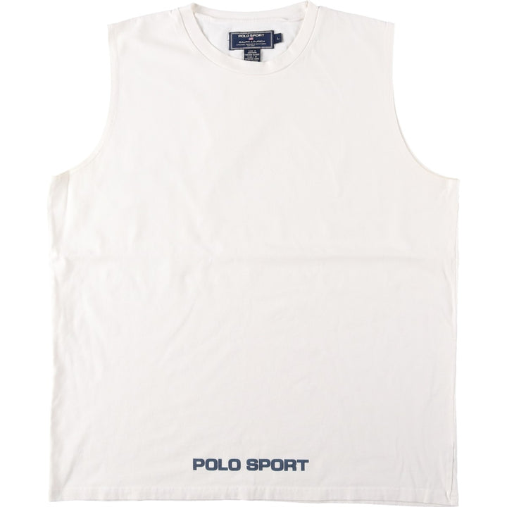 90'S Ralph Lauren POLO SPORT Sleeveless Logo T-Shirt, Men's Size L (approx.), Vintage cotton unbleached Vintage Second Hand