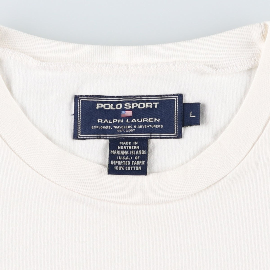 90'S Ralph Lauren POLO SPORT Sleeveless Logo T-Shirt, Men's Size L (approx.), Vintage cotton unbleached Vintage Second Hand