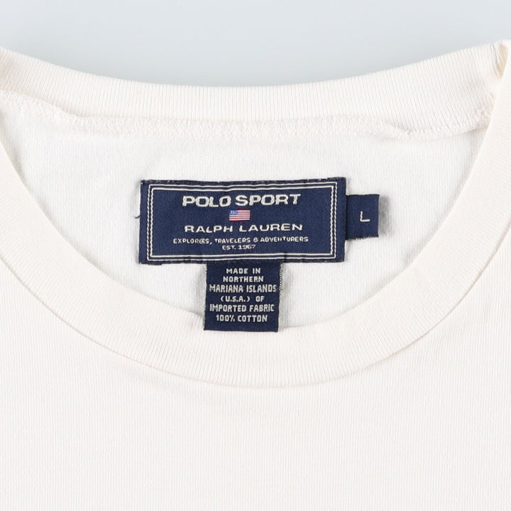 90'S Ralph Lauren POLO SPORT Sleeveless Logo T-Shirt, Men's Size L (approx.), Vintage cotton unbleached Vintage Second Hand