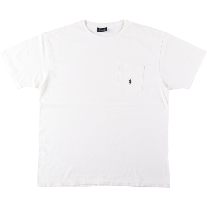 Ralph Lauren POLO by Ralph Lauren Short Sleeve One Point Logo Pocket T-Shirt Men's M cotton white type Vintage Second Hand