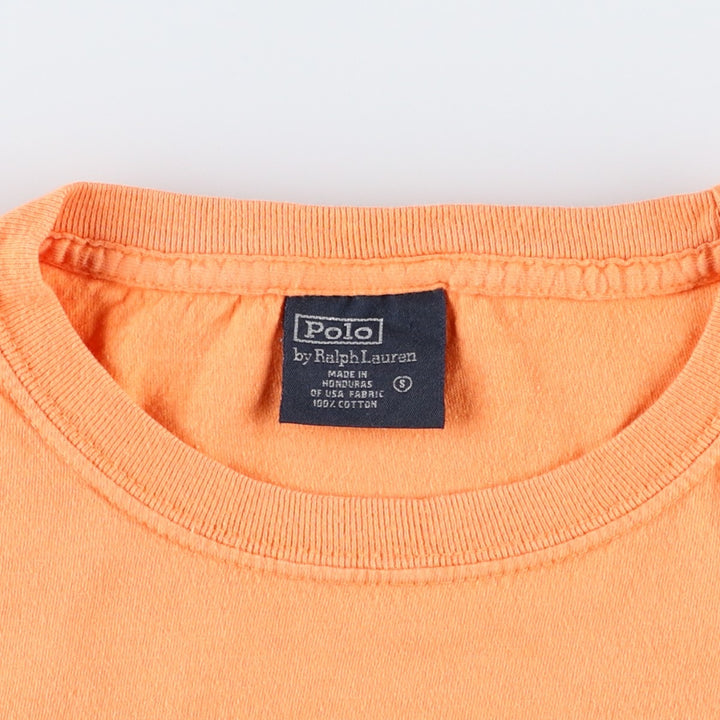 Ralph Lauren POLO by Ralph Lauren Short-Sleeve T-Shirt with One-Point Logo Pocket, Men's Size S (approx.) cotton orange type Vintage Second Hand