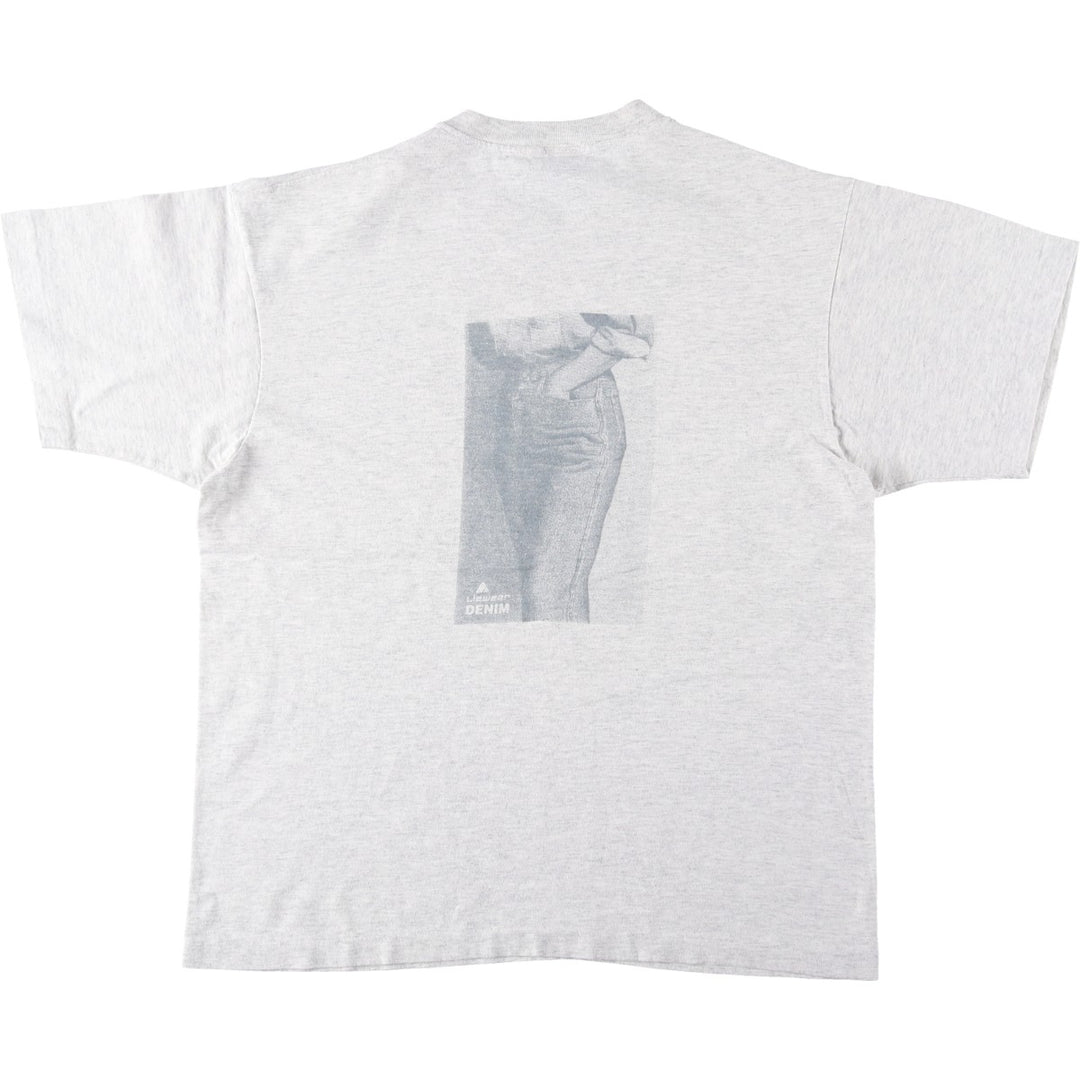 90'S Liz Wear Short-Sleeve Printed T-Shirt, Men's Size M (Equivalent), Vintage unclear gray type Vintage Second Hand