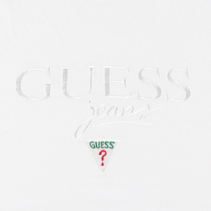 90'S GUESS Short-Sleeve Logo T-Shirt, Made in USA, Men's Size L (Equivalent), Vintage polyester white type Vintage Second Hand