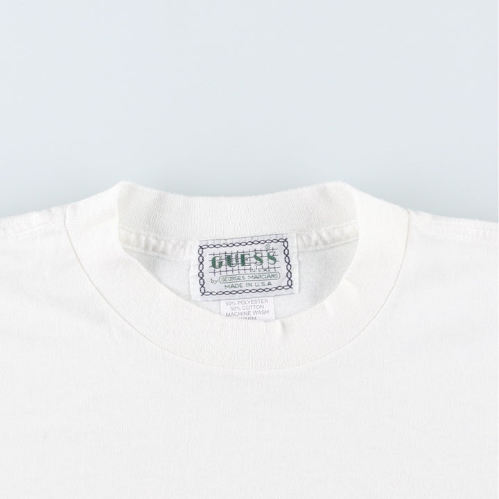 90'S GUESS Short-Sleeve Logo T-Shirt, Made in USA, Men's Size L (Equivalent), Vintage polyester white type Vintage Second Hand