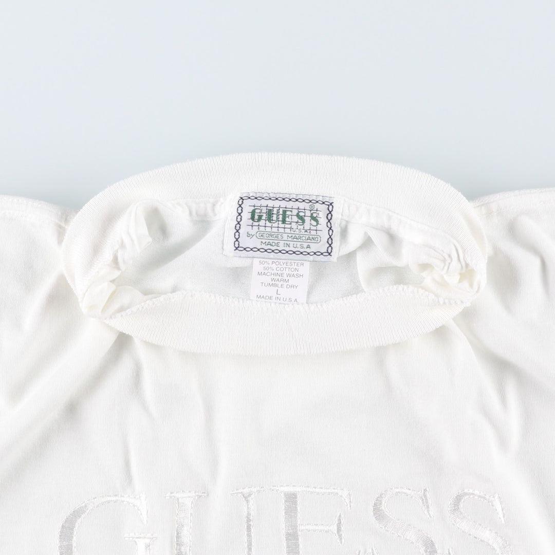 90'S GUESS Short-Sleeve Logo T-Shirt, Made in USA, Men's Size L (Equivalent), Vintage polyester white type Vintage Second Hand