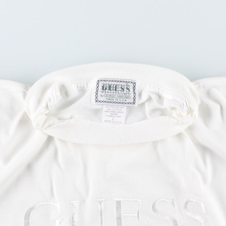 90'S GUESS Short-Sleeve Logo T-Shirt, Made in USA, Men's Size L (Equivalent), Vintage polyester white type Vintage Second Hand