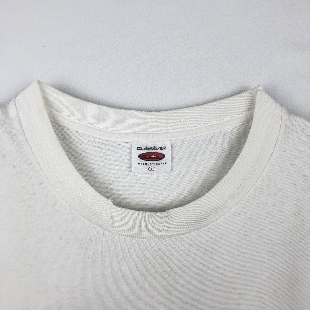 90'S Quiksilver surf/skate t-shirt, made in USA, men's size L equivalent, vintage. cotton white type Vintage Second Hand