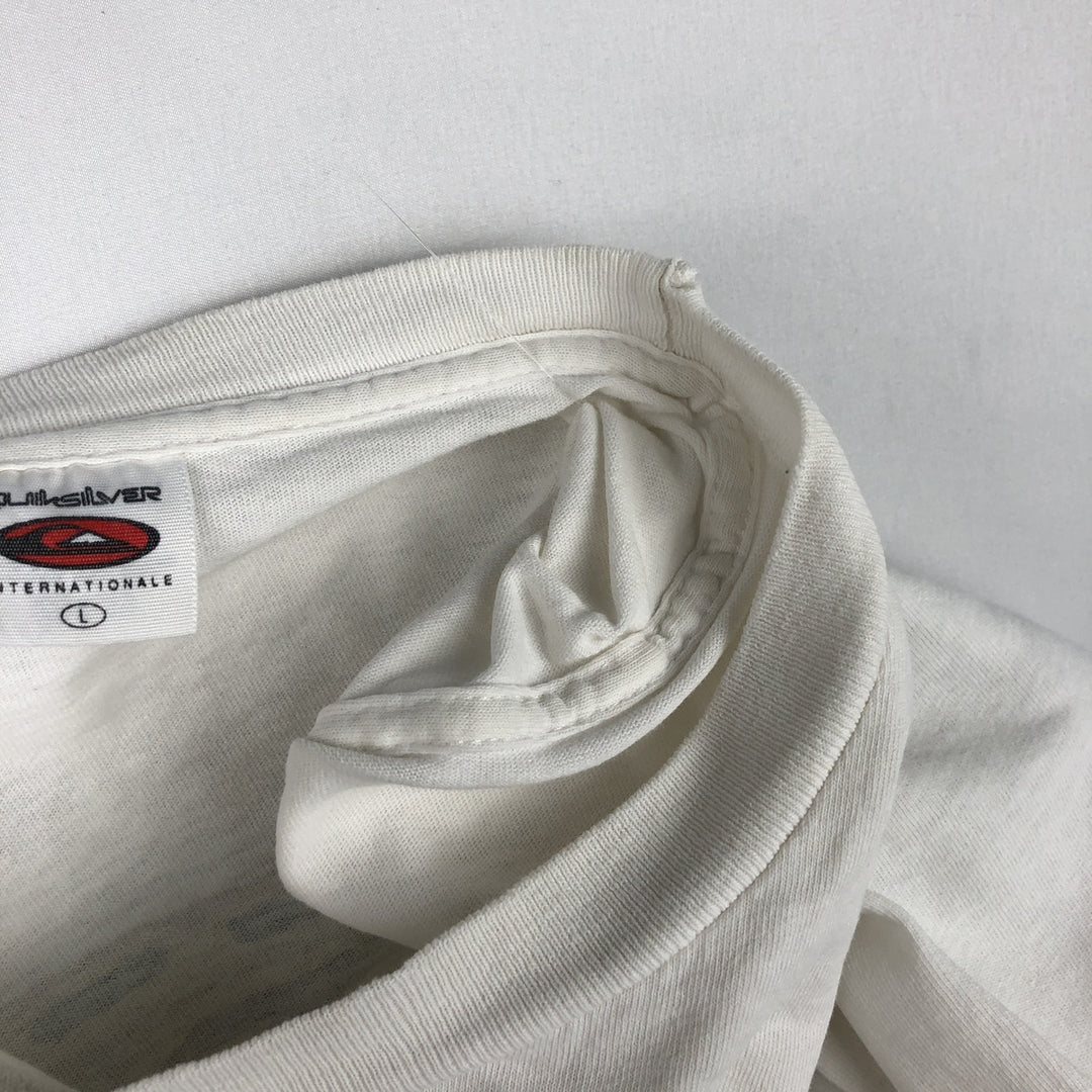 90'S Quiksilver surf/skate t-shirt, made in USA, men's size L equivalent, vintage. cotton white type Vintage Second Hand