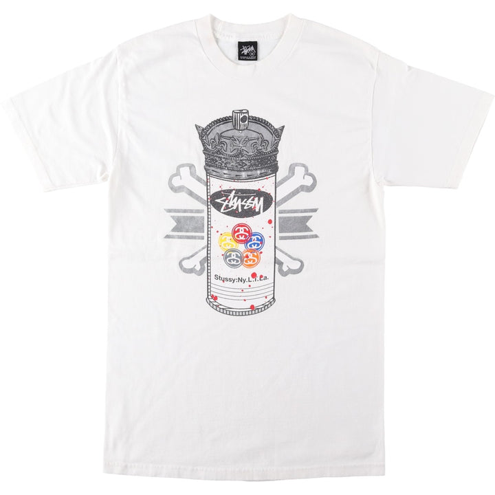 STUSSY surf skate T-shirt, size M for men cotton white type Vintage Second Hand