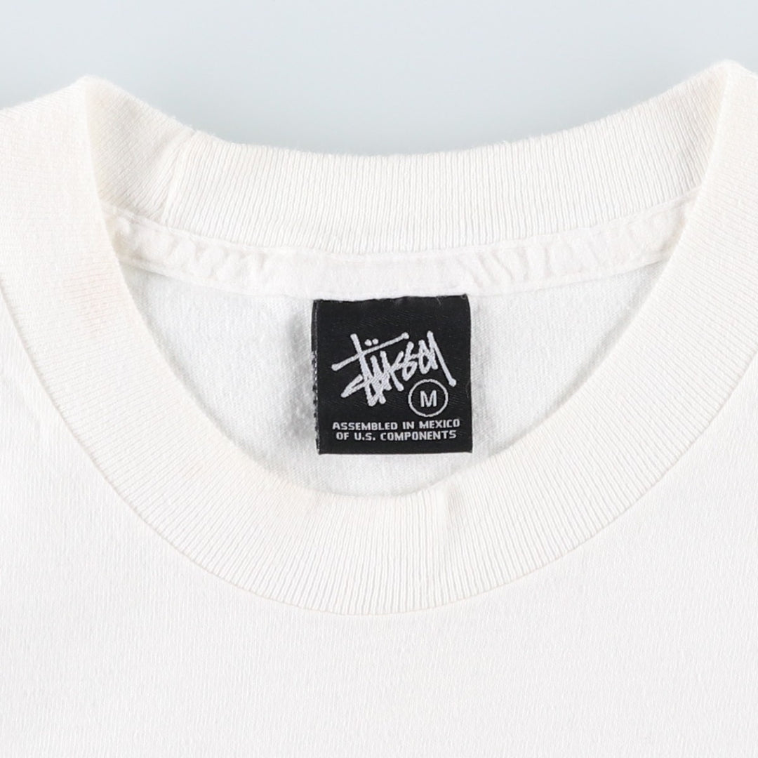 STUSSY surf skate T-shirt, size M for men cotton white type Vintage Second Hand