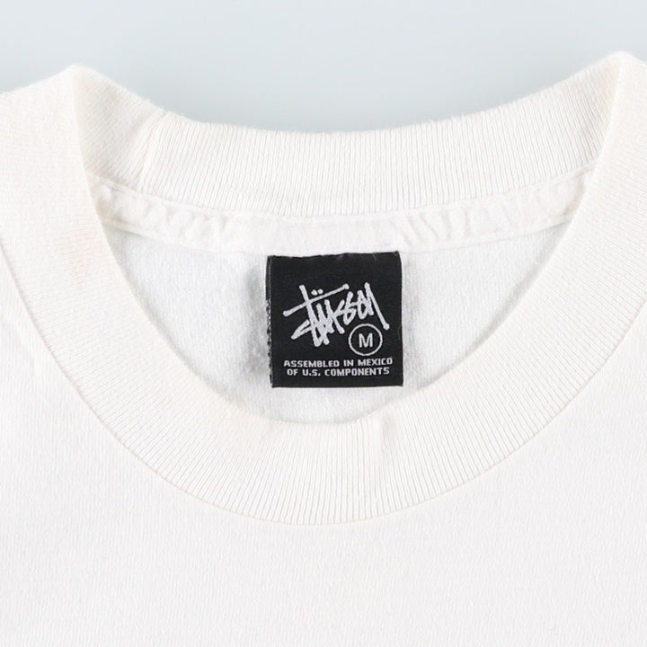 STUSSY surf skate T-shirt, size M for men cotton white type Vintage Second Hand