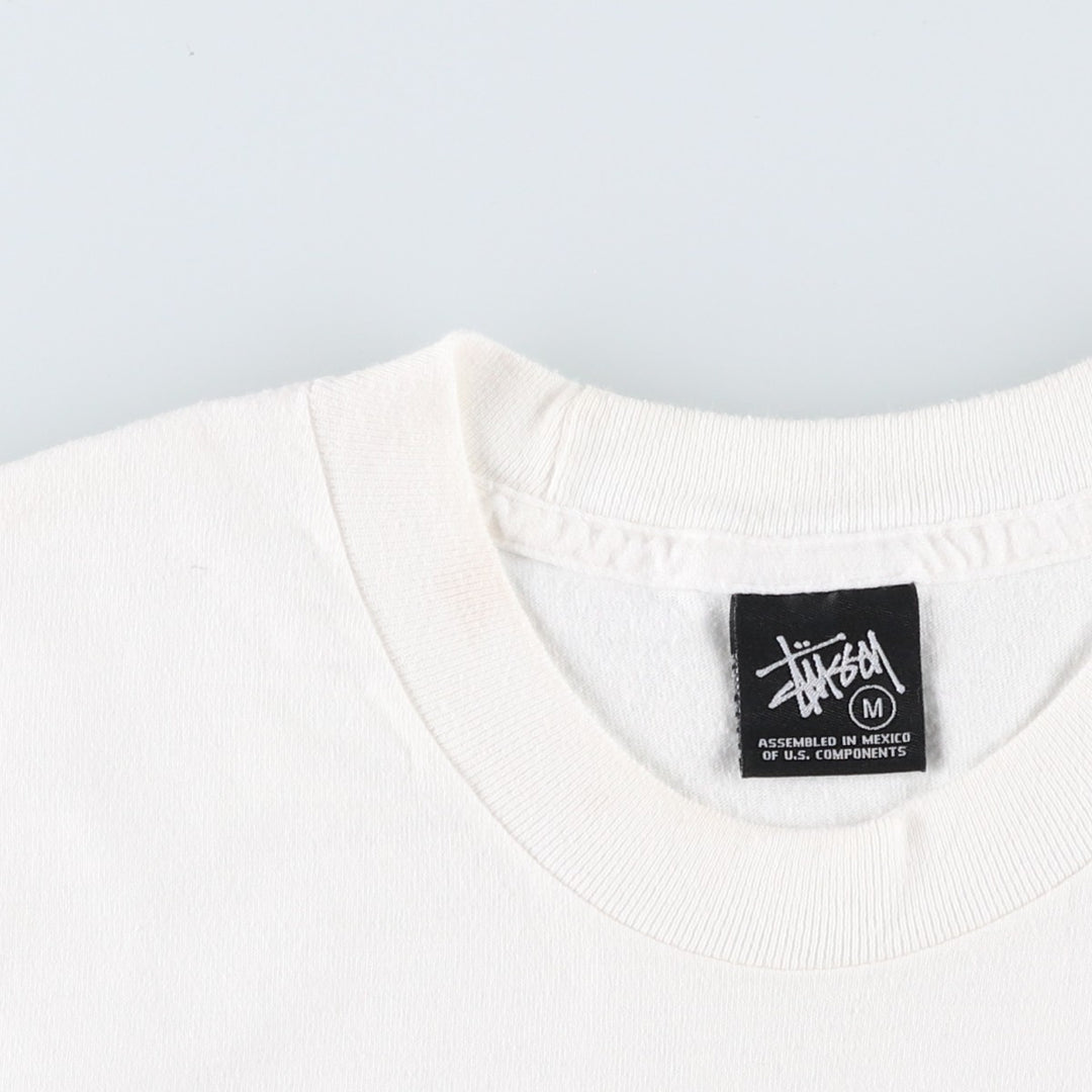 STUSSY surf skate T-shirt, size M for men cotton white type Vintage Second Hand