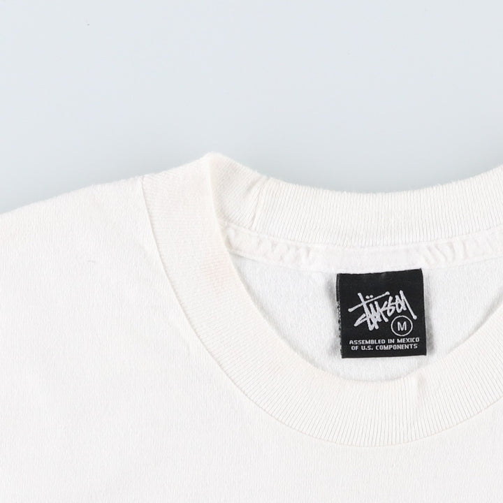STUSSY surf skate T-shirt, size M for men cotton white type Vintage Second Hand