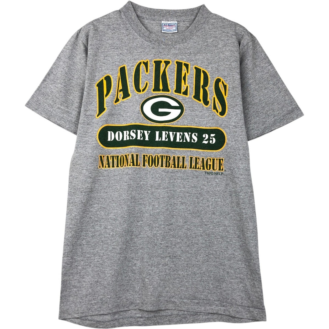 2000'S All Sports NFL Green Bay Packers Sports Print T-Shirt, Made in USA, Men's Size M cotton gray type Vintage Second Hand