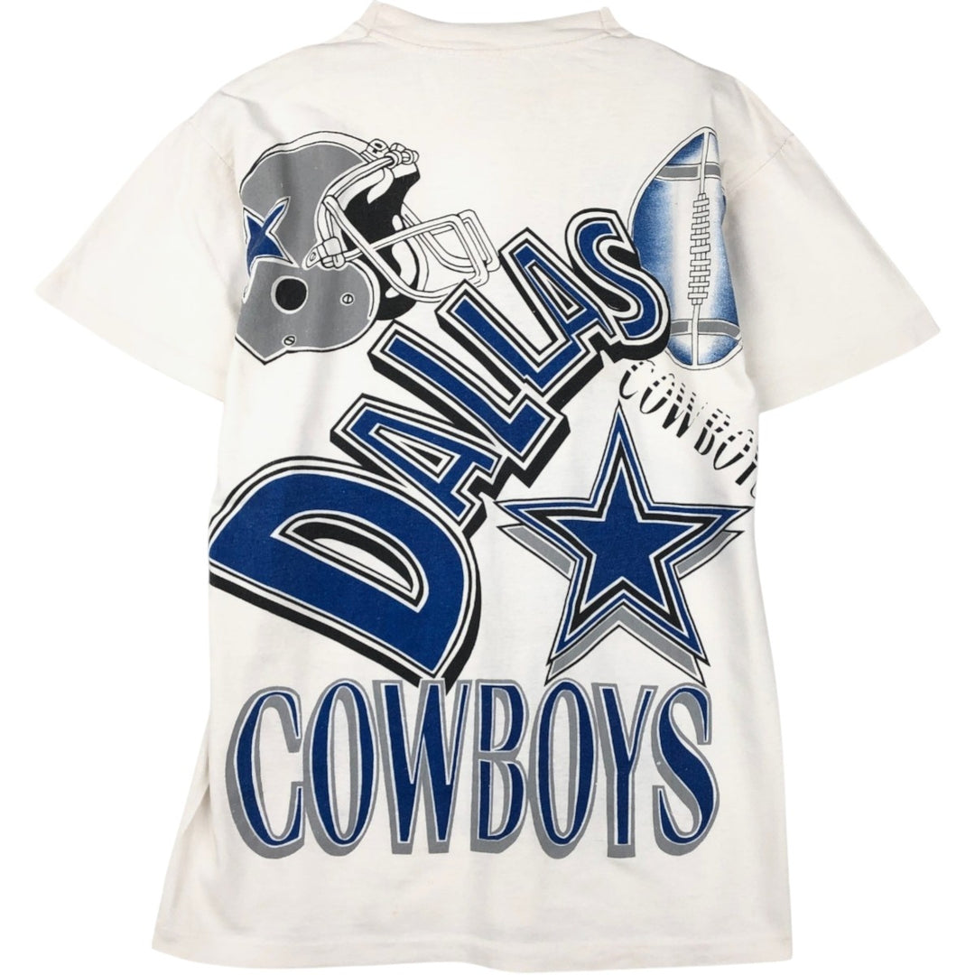 90'S NFL Dallas Cowboys Large Print Sports T-Shirt, Men's Size L (Equivalent), Vintage unclear white type Vintage Second Hand