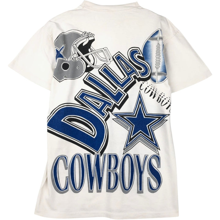 90'S NFL Dallas Cowboys Large Print Sports T-Shirt, Men's Size L (Equivalent), Vintage unclear white type Vintage Second Hand