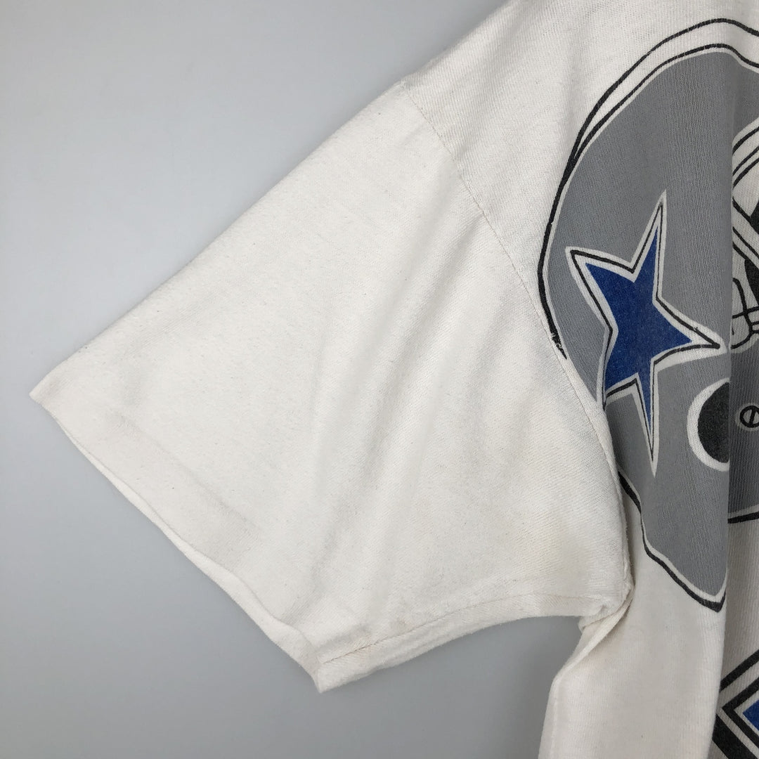 90'S NFL Dallas Cowboys Large Print Sports T-Shirt, Men's Size L (Equivalent), Vintage unclear white type Vintage Second Hand