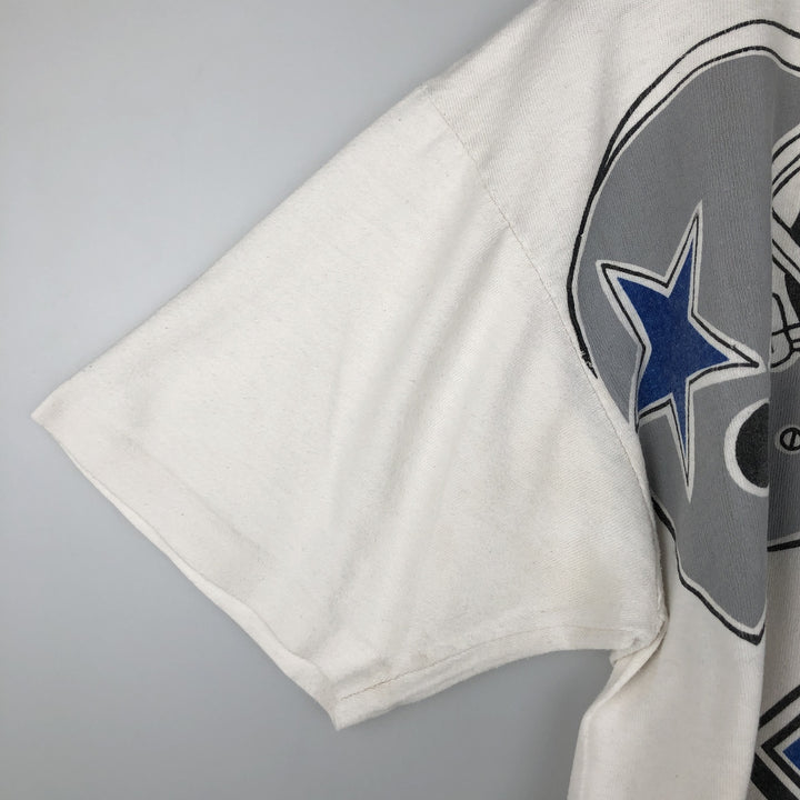 90'S NFL Dallas Cowboys Large Print Sports T-Shirt, Men's Size L (Equivalent), Vintage unclear white type Vintage Second Hand