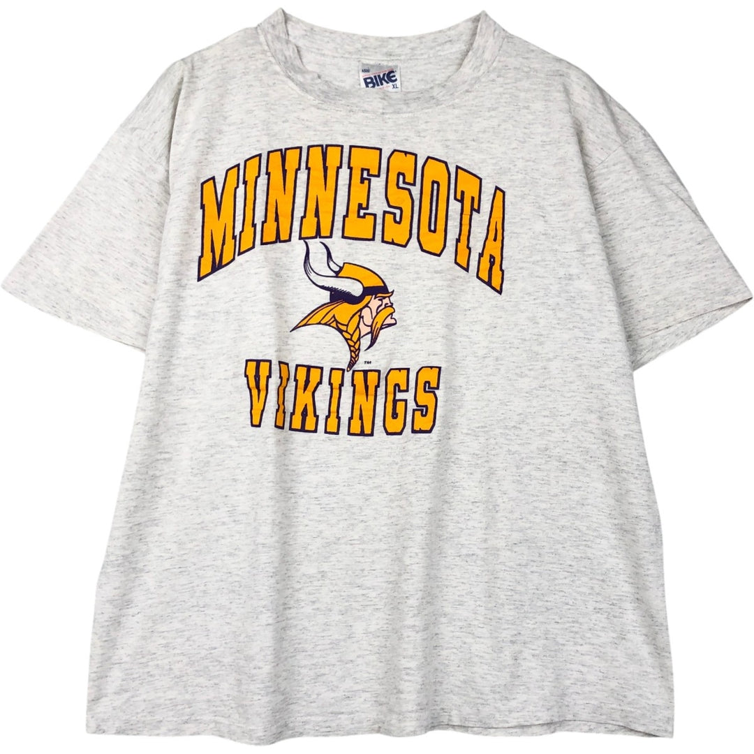 90'S BIKE NFL MINNESOTA VIKINGS Sports Print T-Shirt, Made in USA, Men's XL equivalent, Vintage cotton gray type Vintage Second Hand