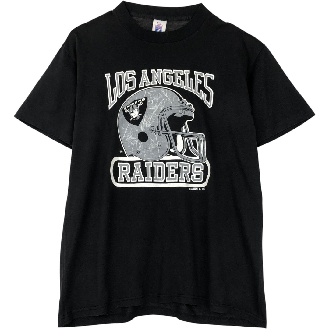 80s-90'S Logo Seven Las Vegas Raiders Sports Print T-Shirt, Made in USA, Men's Size L (approx.), Vintage cotton black type Vintage Second Hand