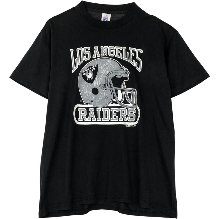80s-90'S Logo Seven Las Vegas Raiders Sports Print T-Shirt, Made in USA, Men's Size L (approx.), Vintage cotton black type Vintage Second Hand