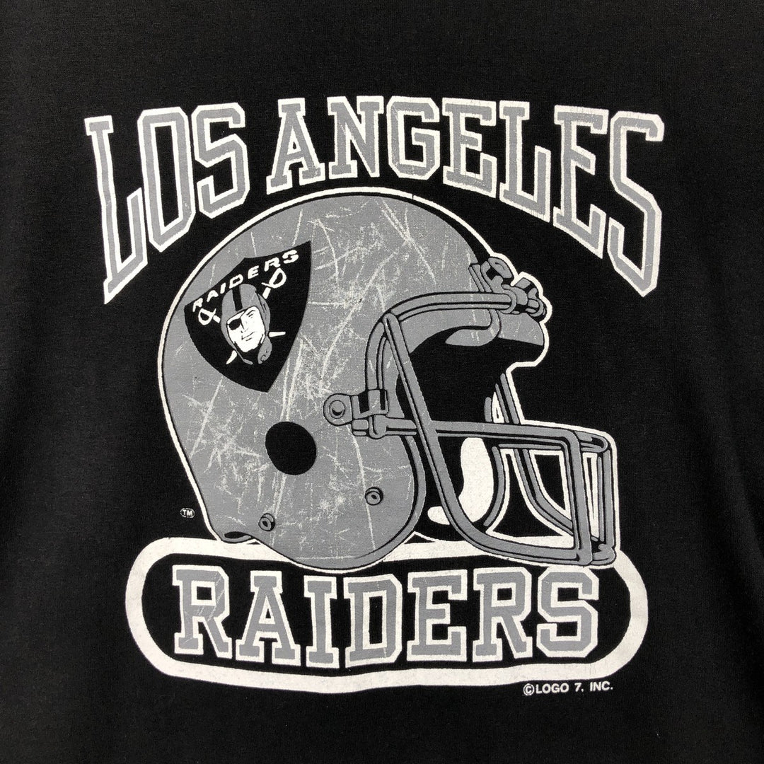 80s-90'S Logo Seven Las Vegas Raiders Sports Print T-Shirt, Made in USA, Men's Size L (approx.), Vintage cotton black type Vintage Second Hand