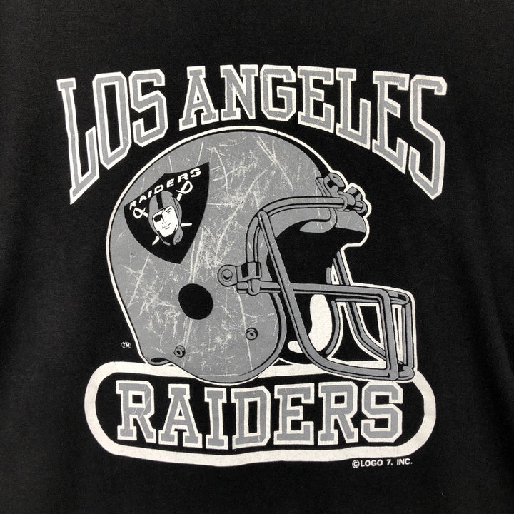 80s-90'S Logo Seven Las Vegas Raiders Sports Print T-Shirt, Made in USA, Men's Size L (approx.), Vintage cotton black type Vintage Second Hand