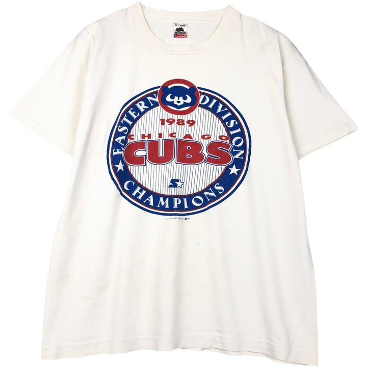 1980'S Fruit of the Loom MLB Chicago Cubs sports print t-shirt, made in USA, men's size XL equivalent, vintage. cotton white type Vintage Second Hand
