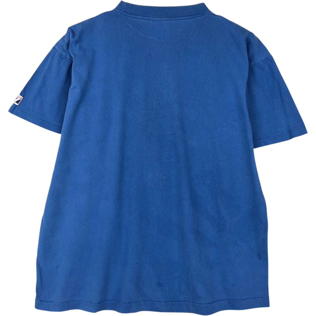 90'S Logo 7 MLB Chicago Cubs sports print T-shirt, Made in USA, Men's size M equivalent, Vintage unclear blue type Vintage Second Hand