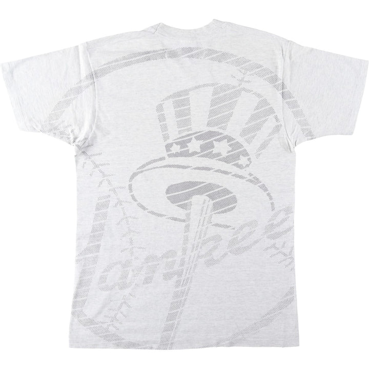 90'S Fruit of the Loom New York Yankees Large Print Sports T-Shirt, Made in Canada, Men's Size L (approx.) cotton gray type Vintage Second Hand