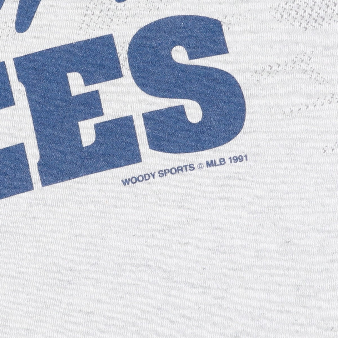 90'S Fruit of the Loom New York Yankees Large Print Sports T-Shirt, Made in Canada, Men's Size L (approx.) cotton gray type Vintage Second Hand