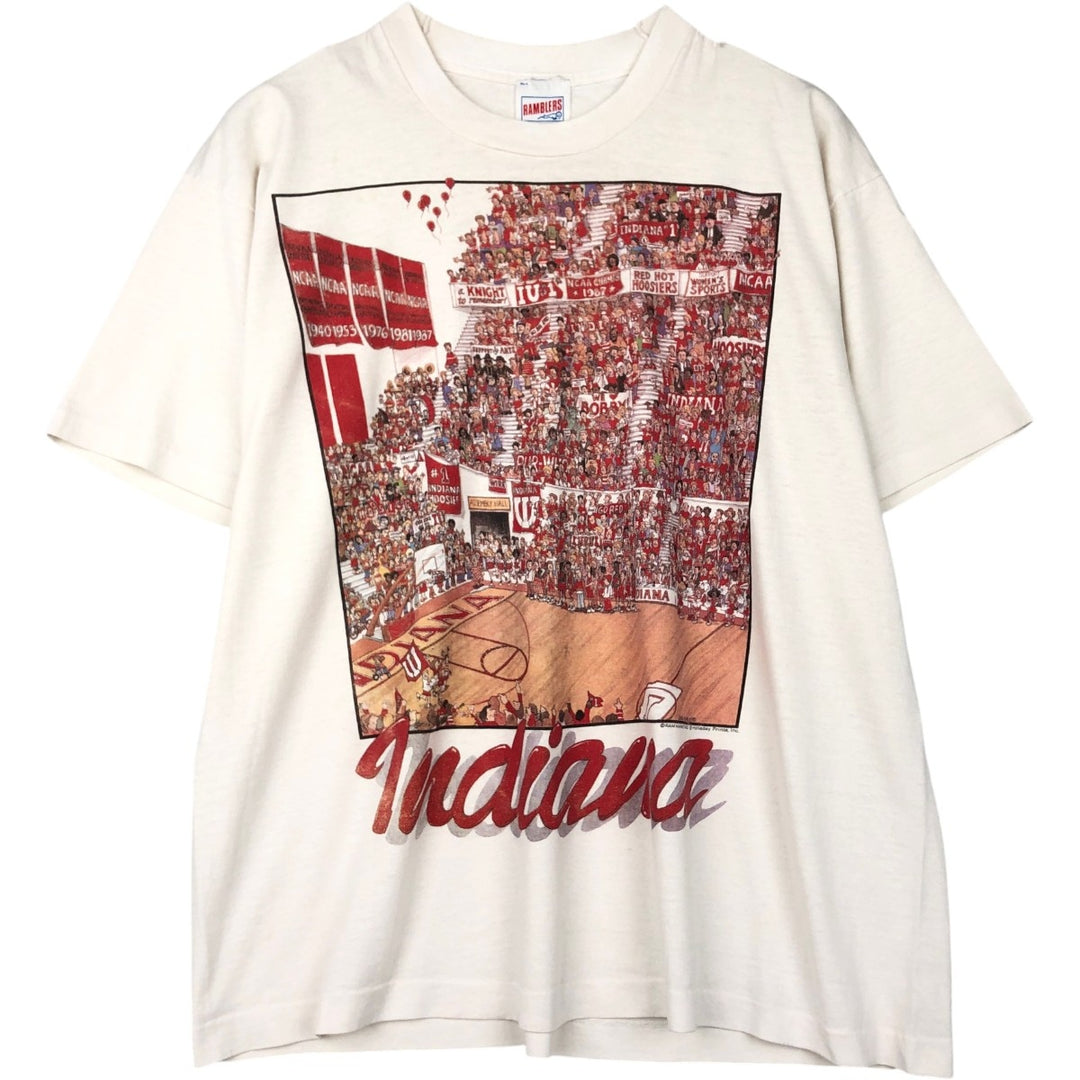80'S RAMBLERS College T-shirt, Men's XL equivalent, Vintage cotton white type Vintage Second Hand
